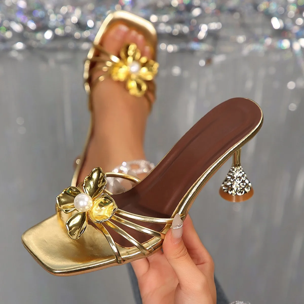 Summer Clothing Petite - Sandalias Vintage de Metal con Flores