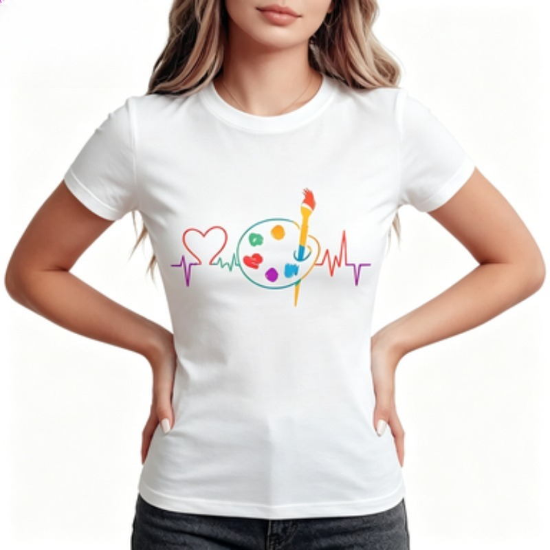 Summer Clothing Palette - Camiseta Casual de Cuello Redondo para