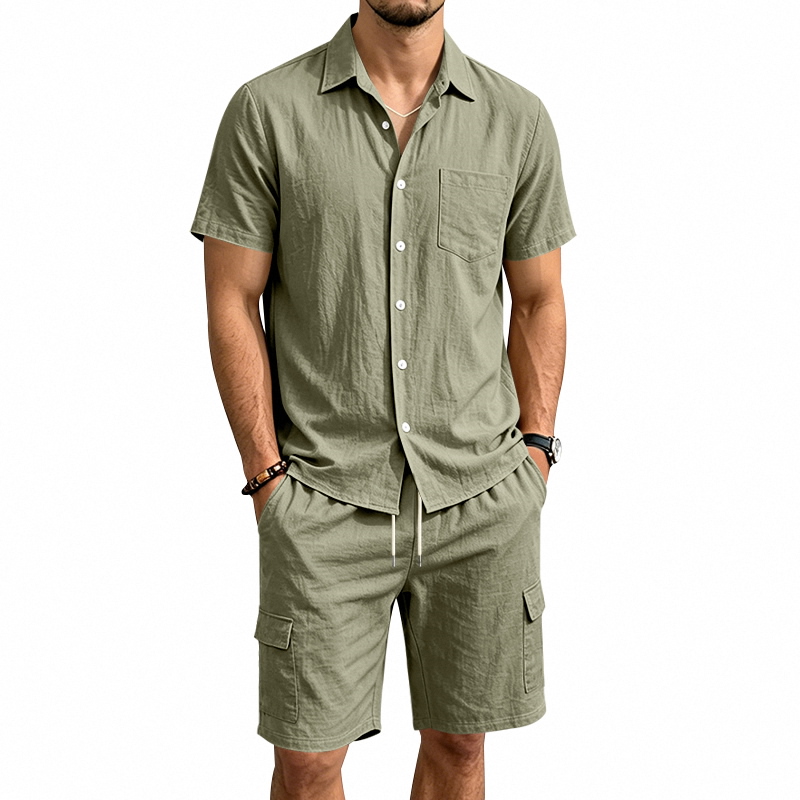 Summer Clothing Mens - Conjunto de Dos Piezas de Lino